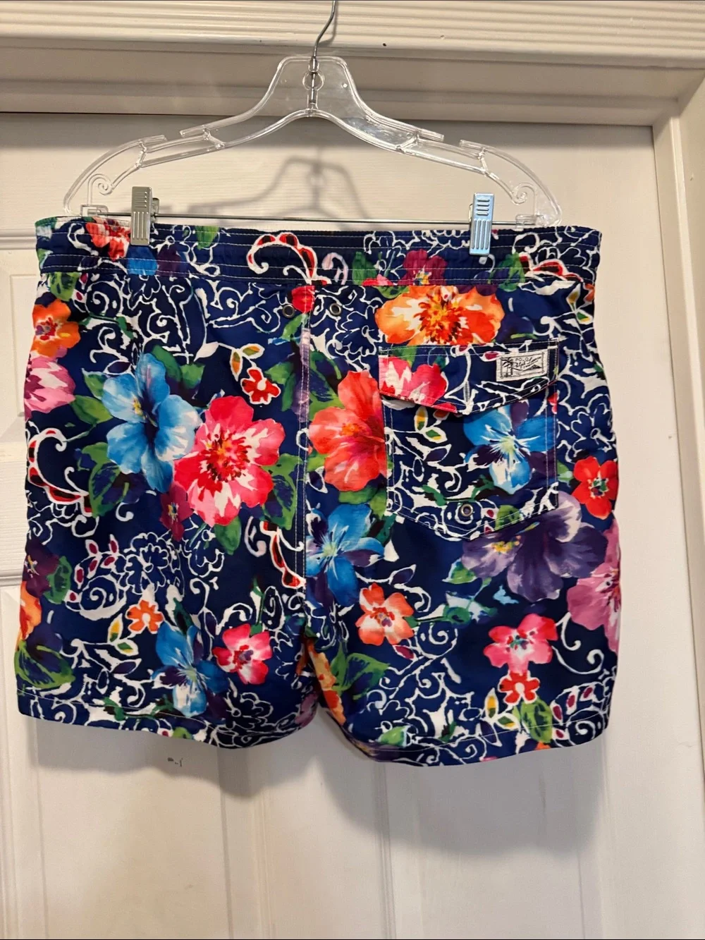 Polo by Ralph Lauren Men's Blue Floral Quick-Dry Swim Trunks